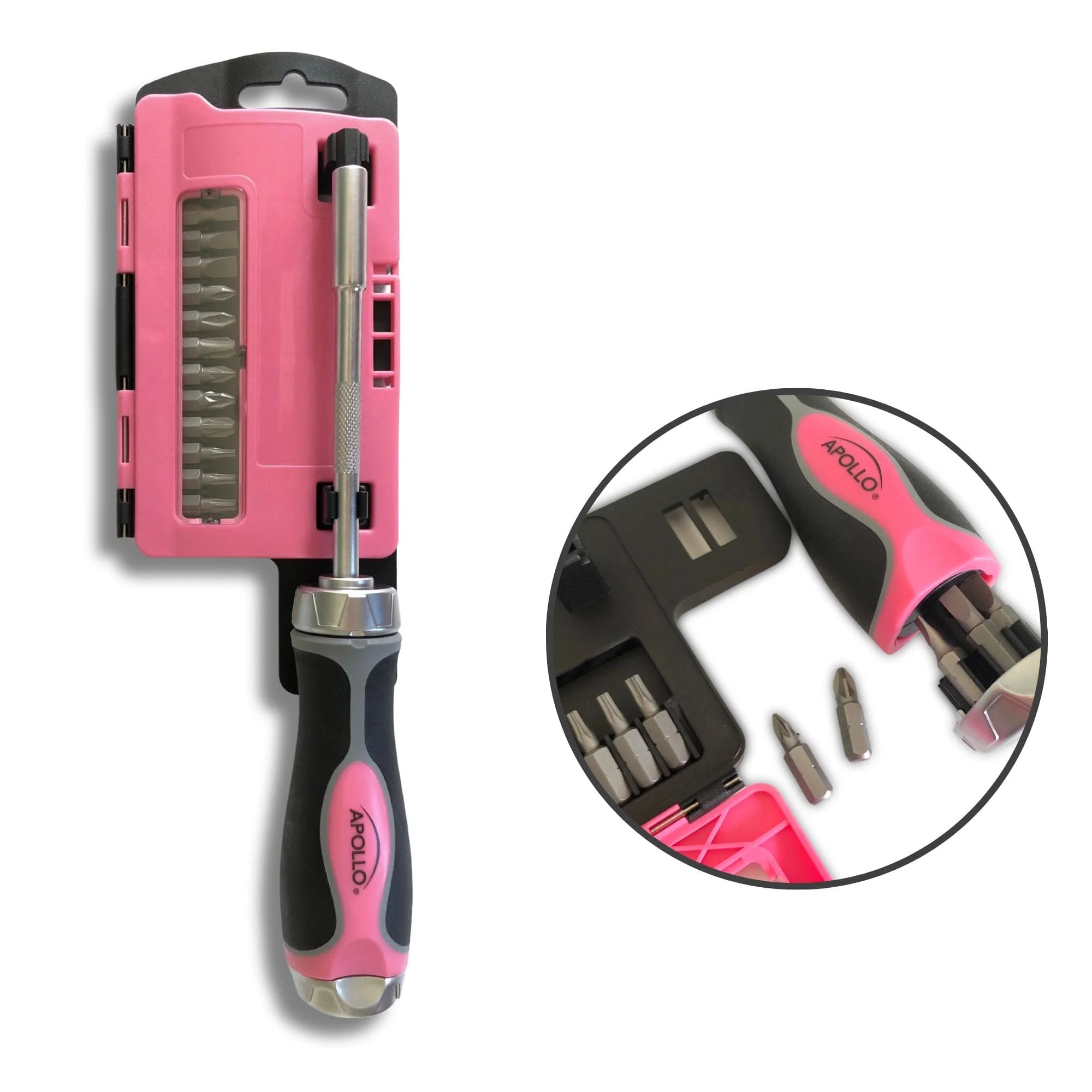 13-in-1 Ratcheting Screwdriver with Bit Set â Pink -- DT5021P