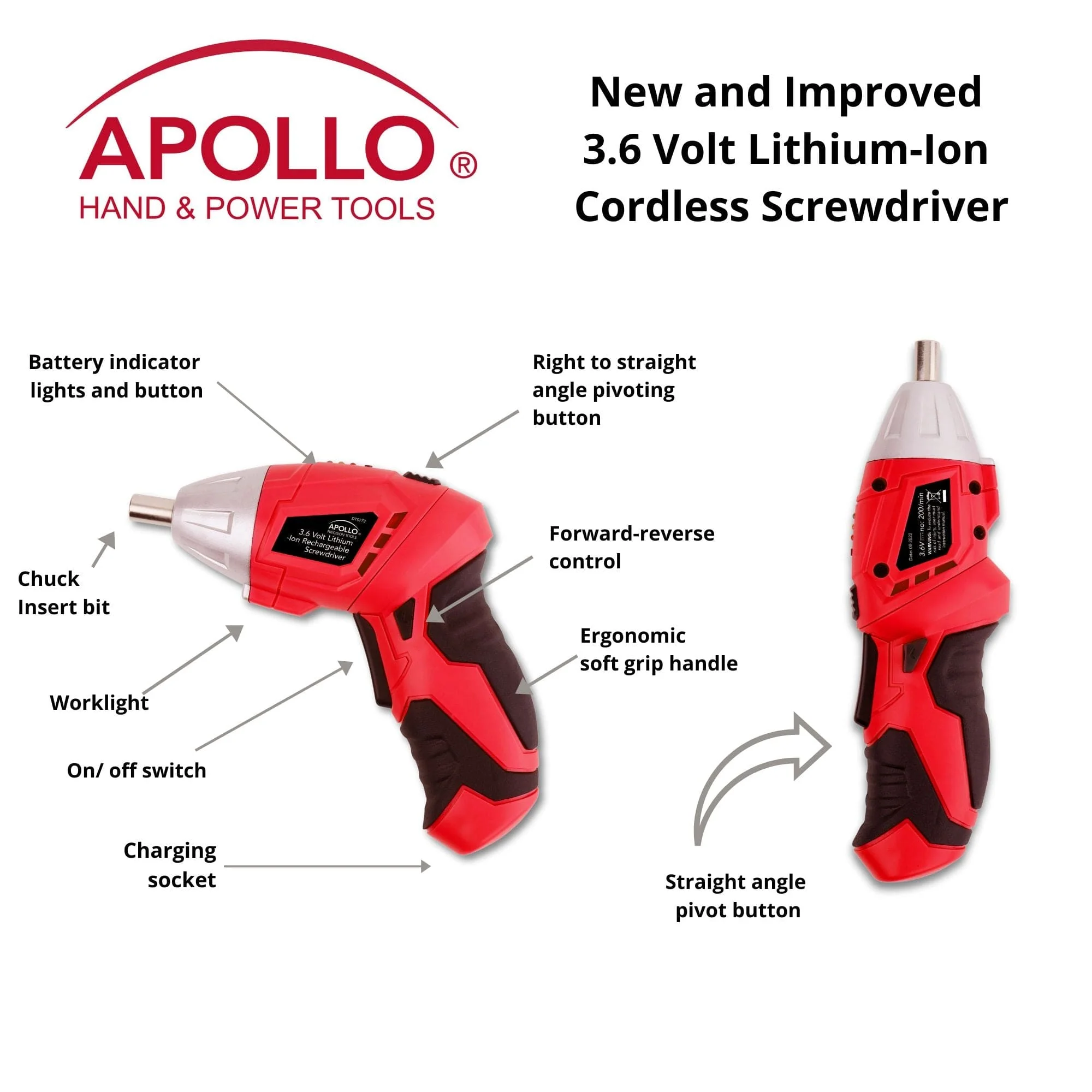135 Piece Household Tool Set with Pivoting Dual-Angle 3.6 Volt Lithium-Ion Cordless Screwdriver - DT0773 - Image 6