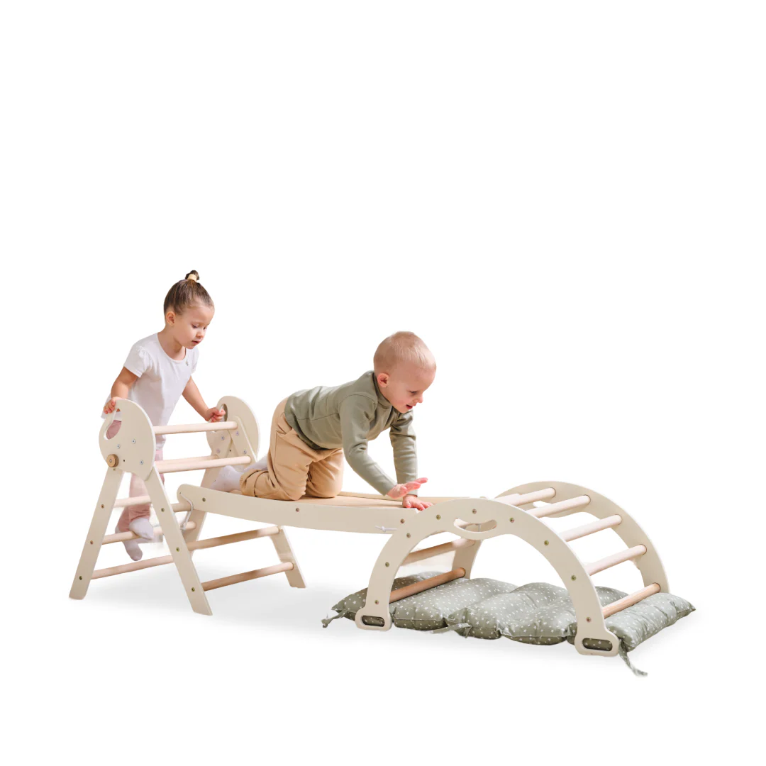 4in1 Montessori Climbing Set: Pikler Triangle, Arch, Slide Board, and Cushion for Toddlers (1–3 Years) - Image 15