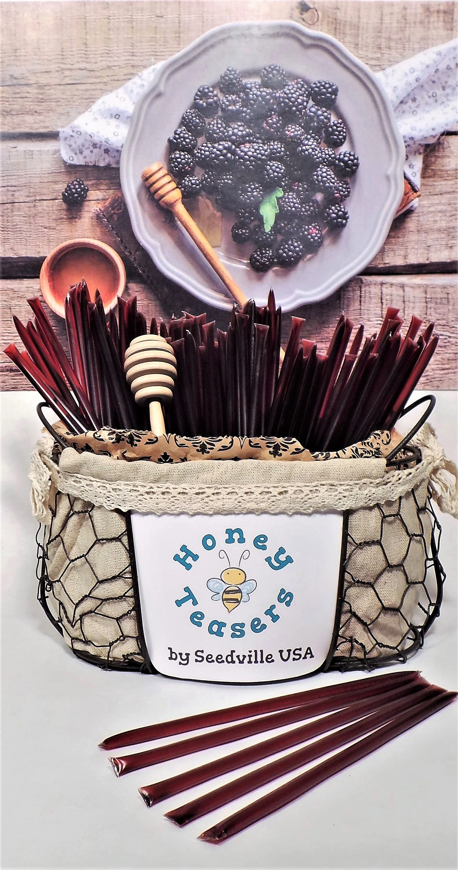 5 Pack BLACKBERRY HONEY TEASERS Natural Honey Snack Sticks Honeystix Straws - Image 3