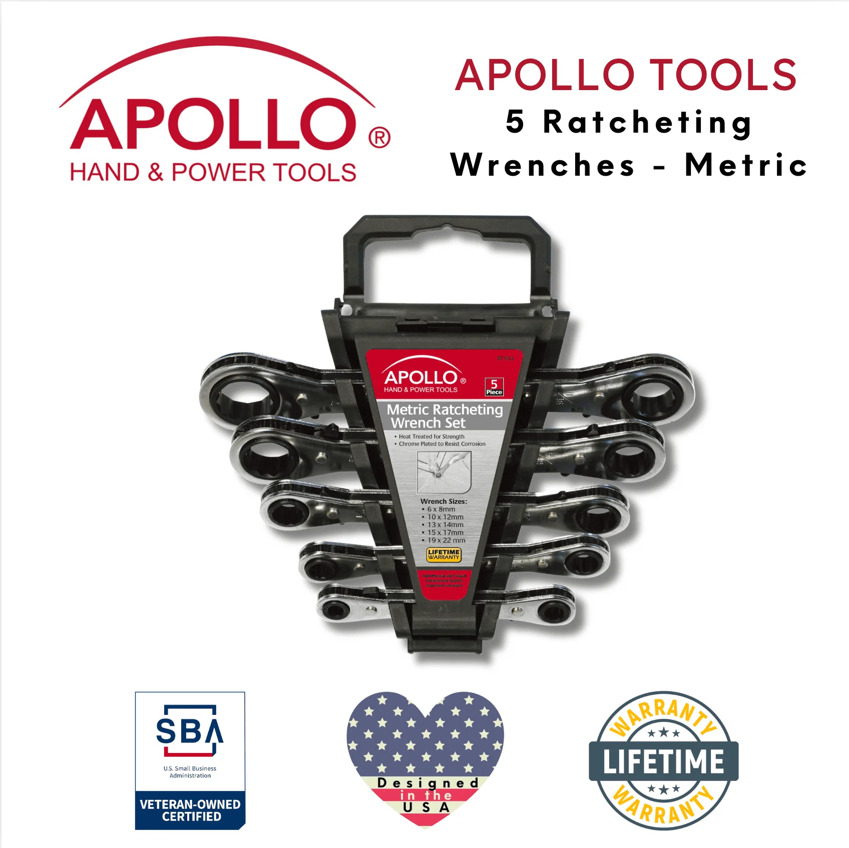 5 Ratcheting Wrenches - Metric - DT1213 - Image 3