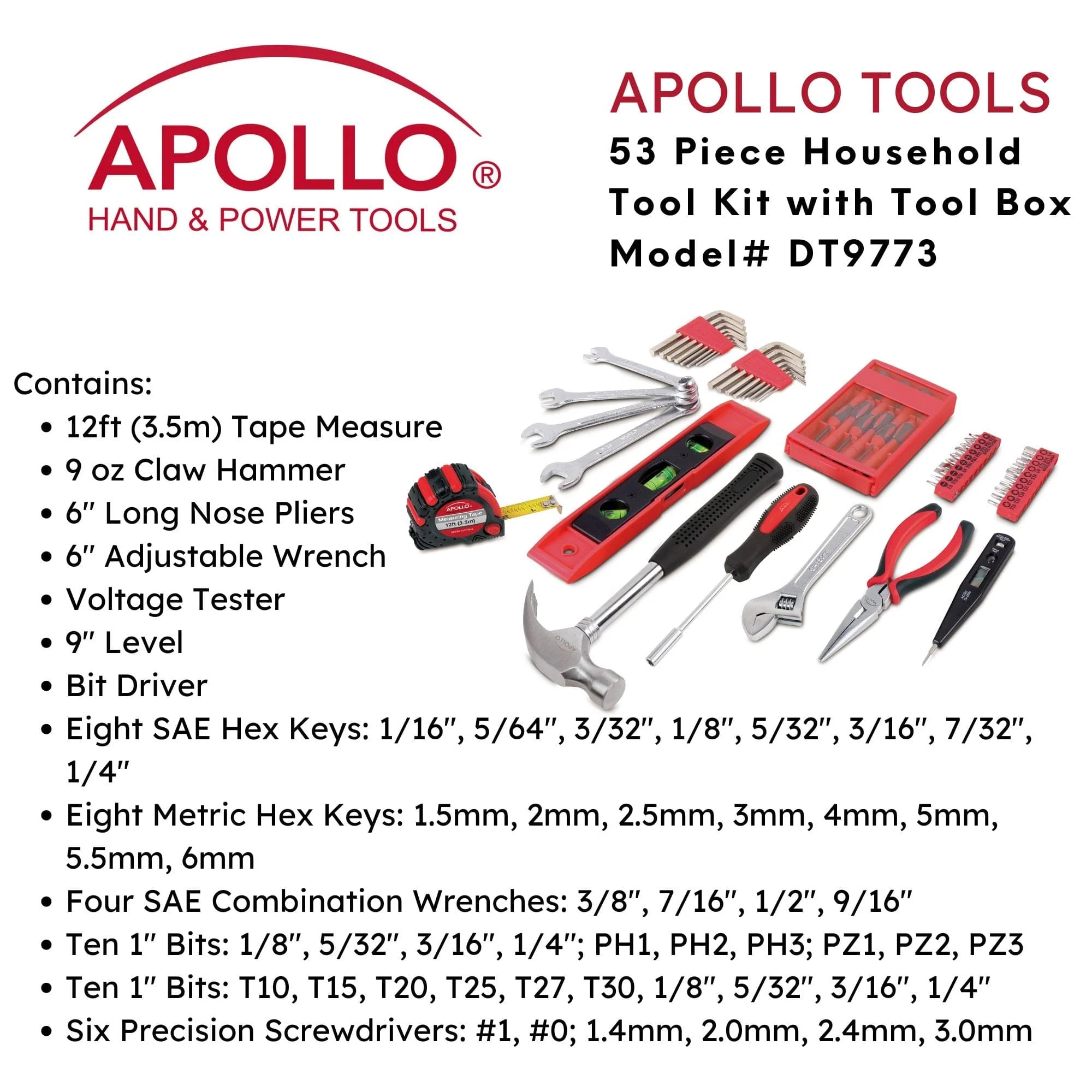 53 Piece Household Tool Kit with Tool Box - DT9773 - Image 8