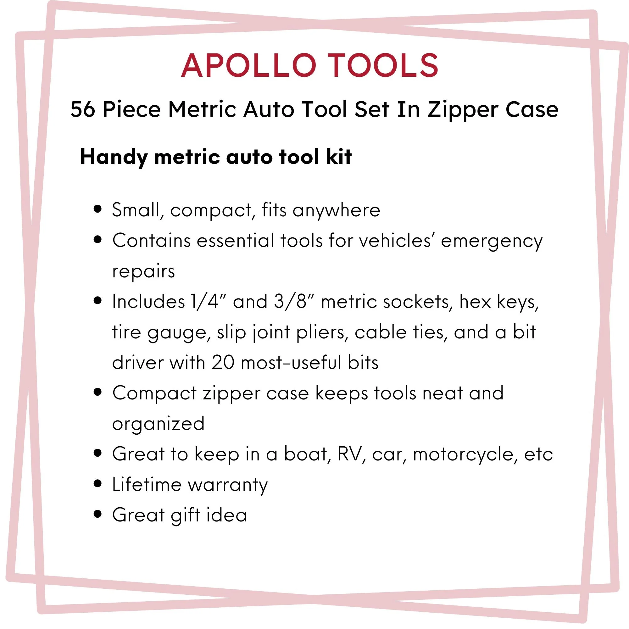 56 Piece Metric Auto Tool Set In Zipper Case - DT9775 - Image 4