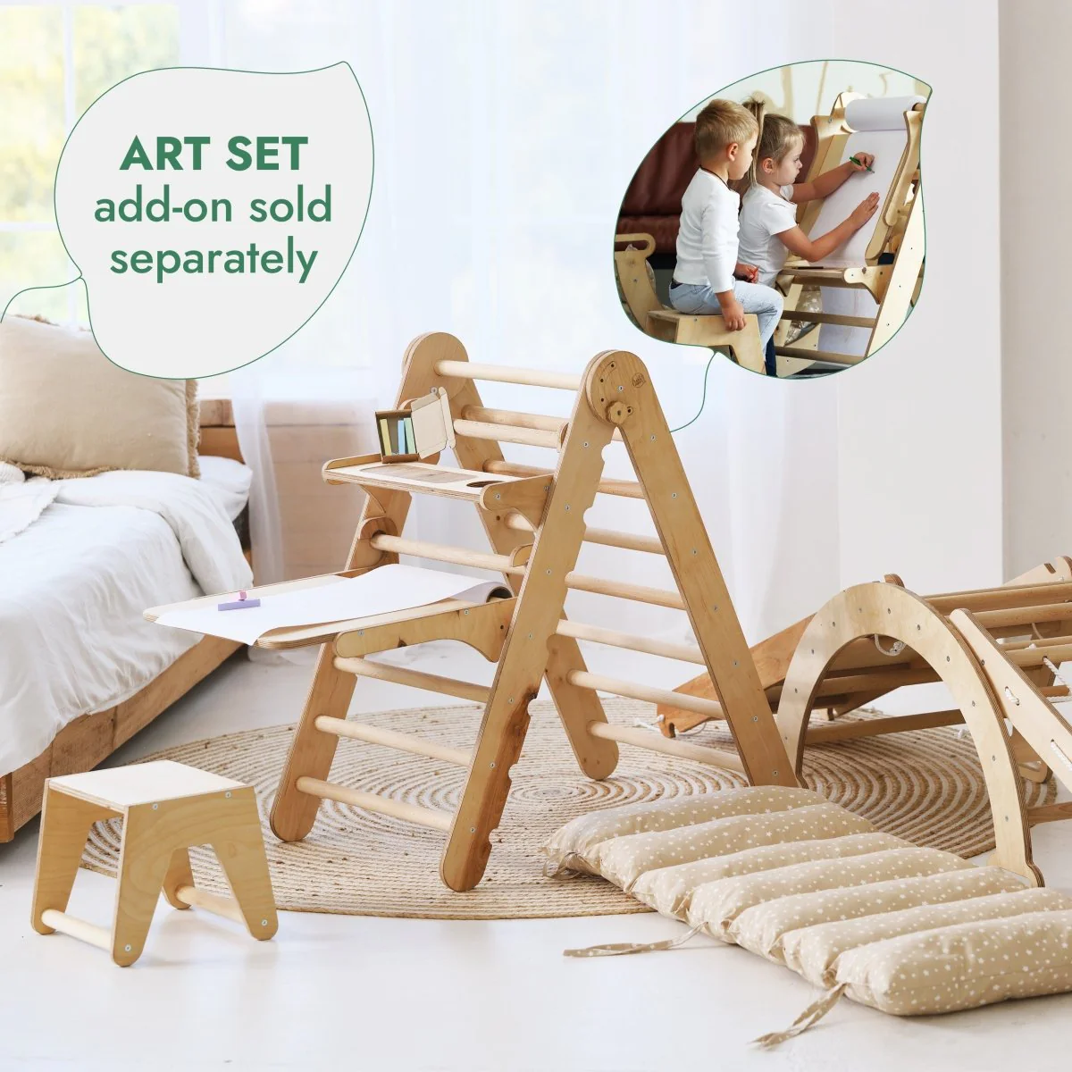 5in1 Montessori Climbing Set: Pikler, Climbing Arch, Slide, Net & Cushion - Image 10