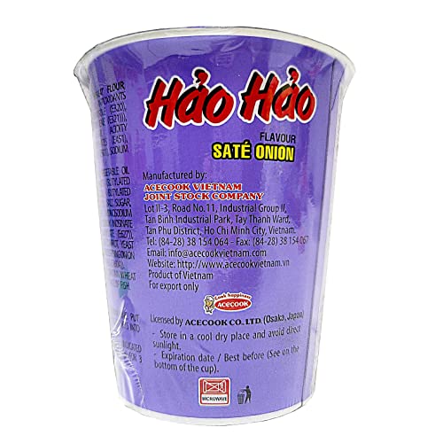 ACECOOK Hao Hao Instant Noodles Cups - Sate Onion Flavor / Mi Ly Sate Hanh 12 Cups X 2.29 OZ (Sate Onion) - Image 3