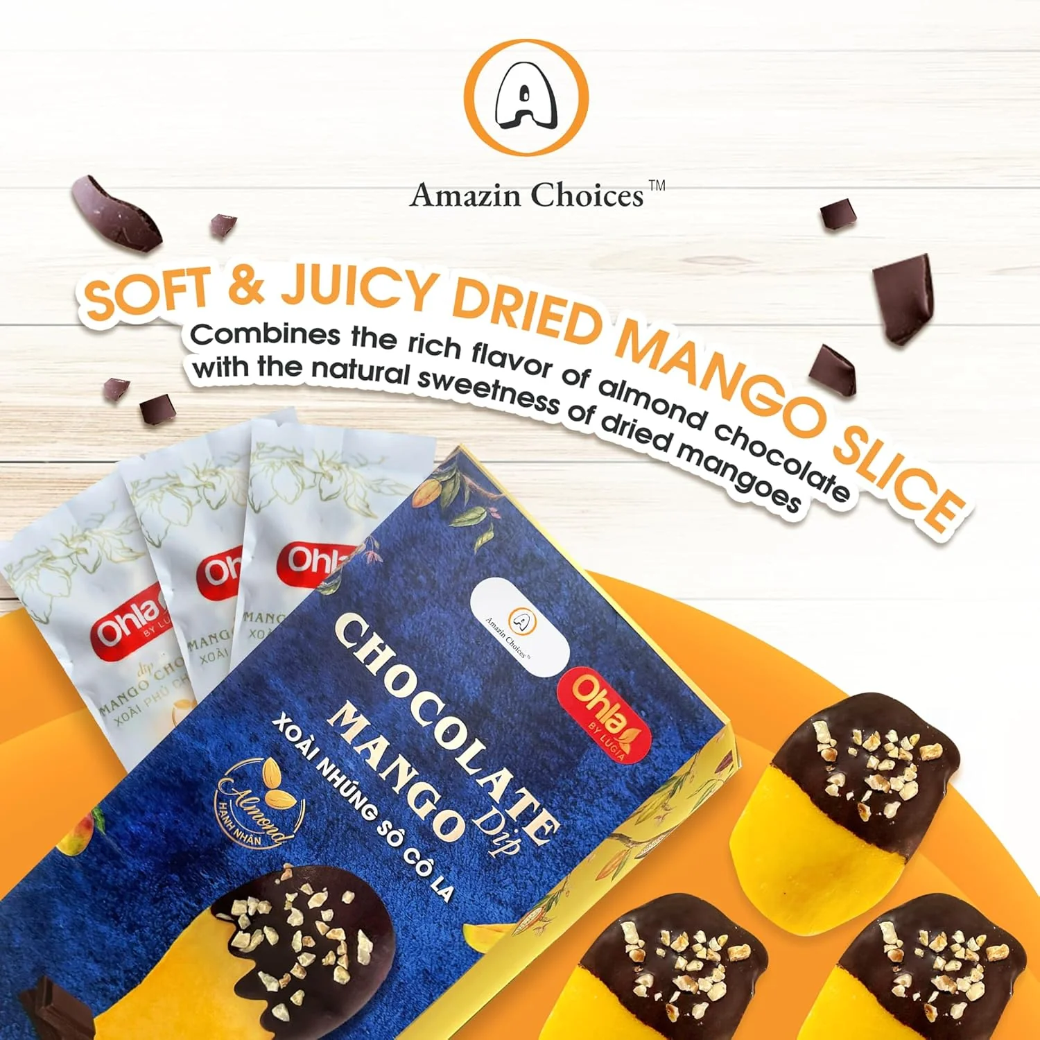 Amazin Choices Almond Chocolate Dip Mango, 7.05 oz. - Image 3