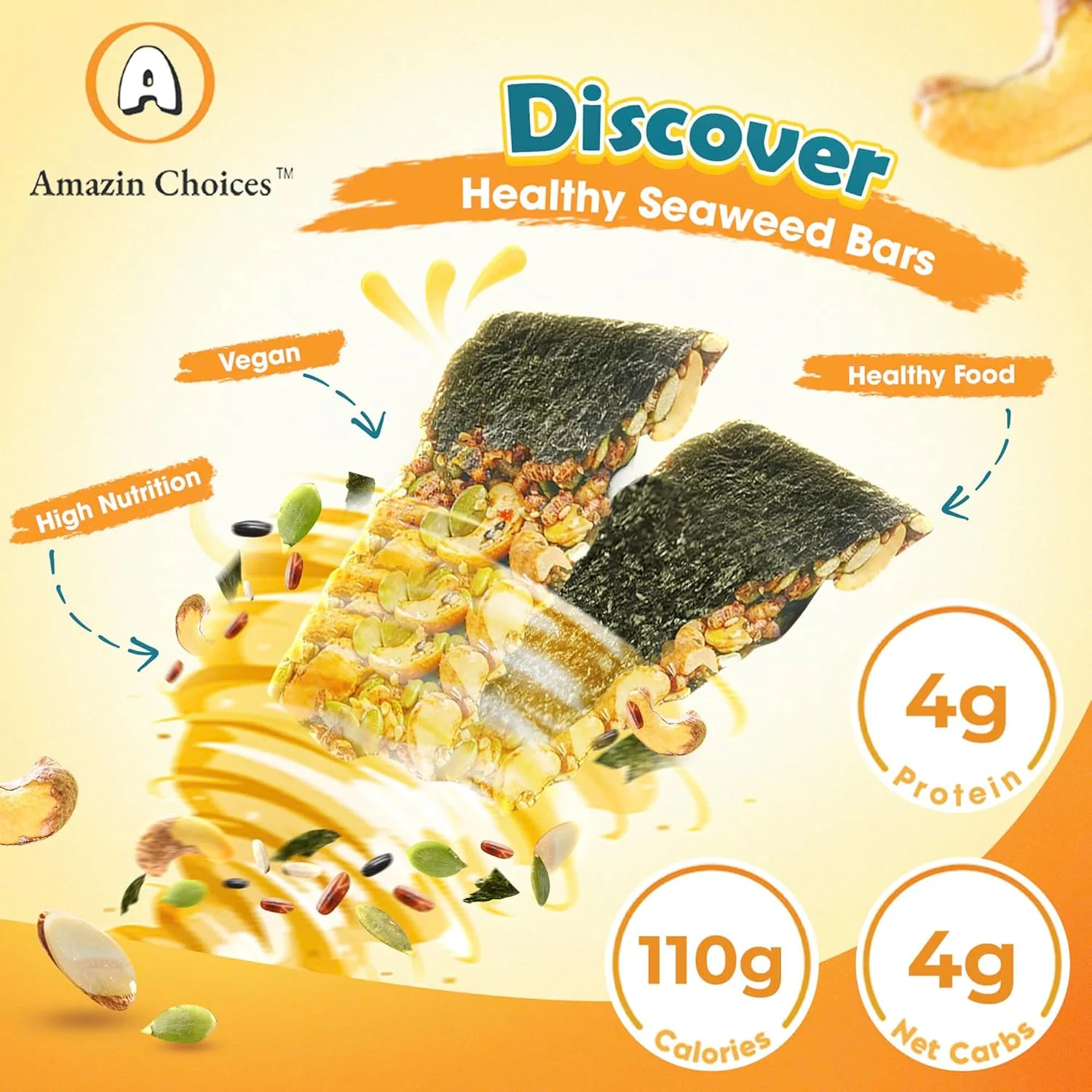 Amazin Choices Seaweed Crunch with Nuts Classic Taste, 10.7 oz., 16 ct. - Image 3