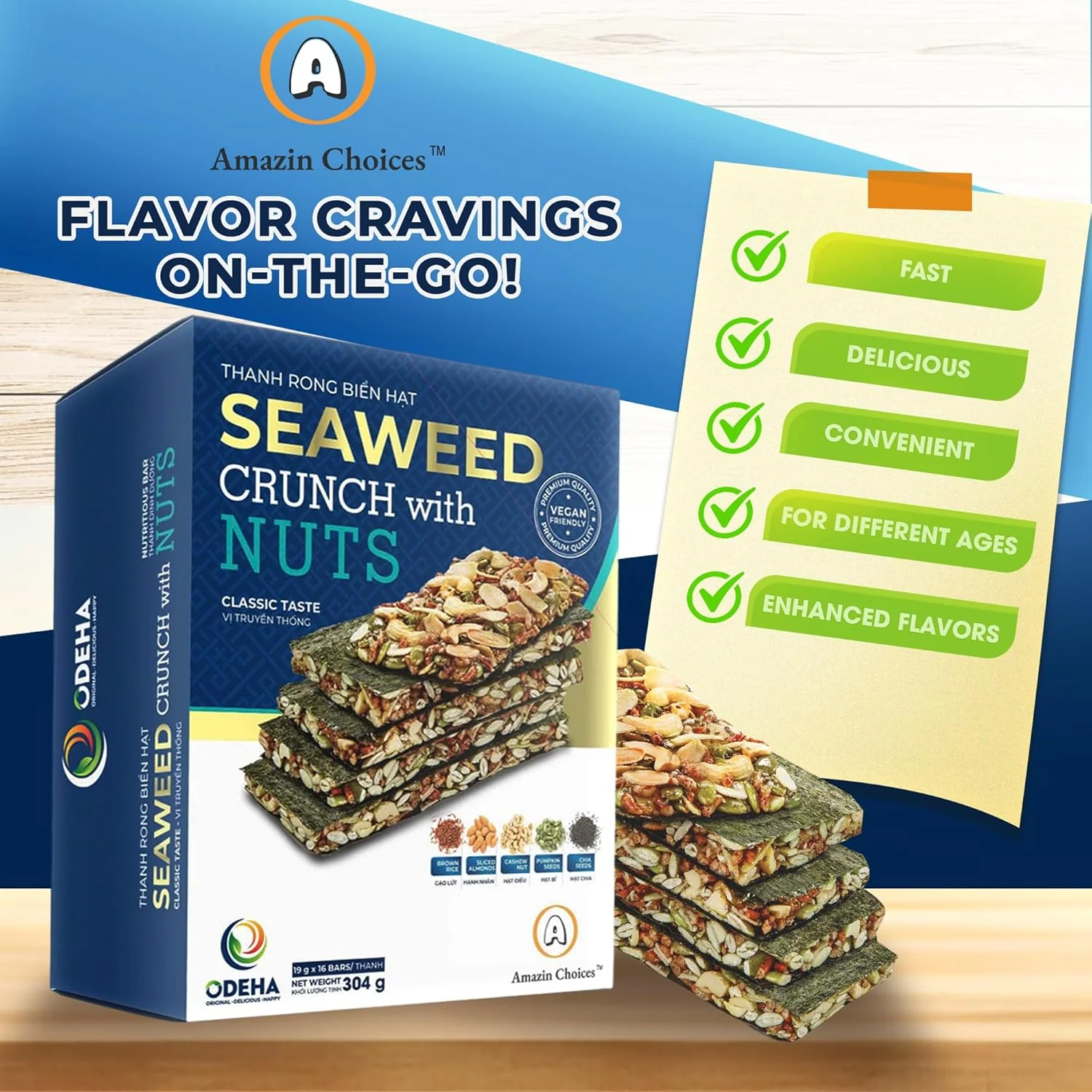 Amazin Choices Seaweed Crunch with Nuts Classic Taste, 10.7 oz., 16 ct. - Image 6
