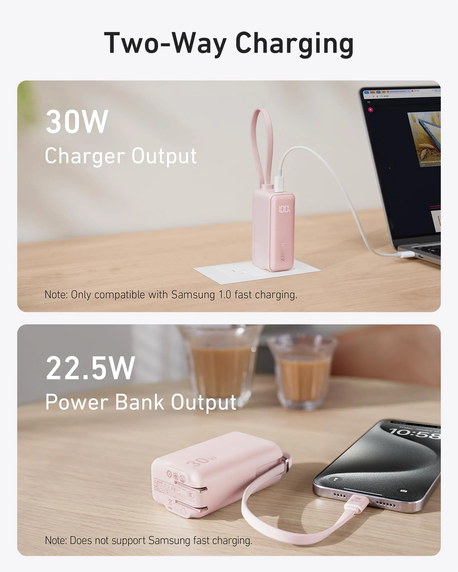 Anker Power Bank (30W, 5k, Fusion, Built-In USB-C Cable) - Image 11
