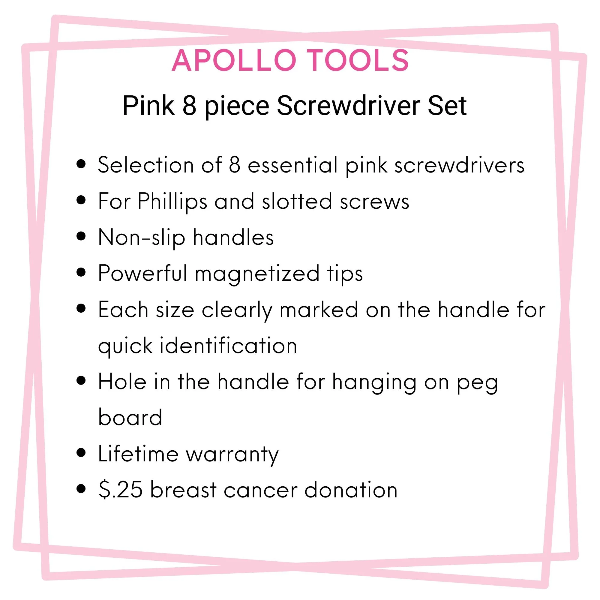 Apollo Tools 8 Pink Essential Screwdriver Set DT5018P - Image 9