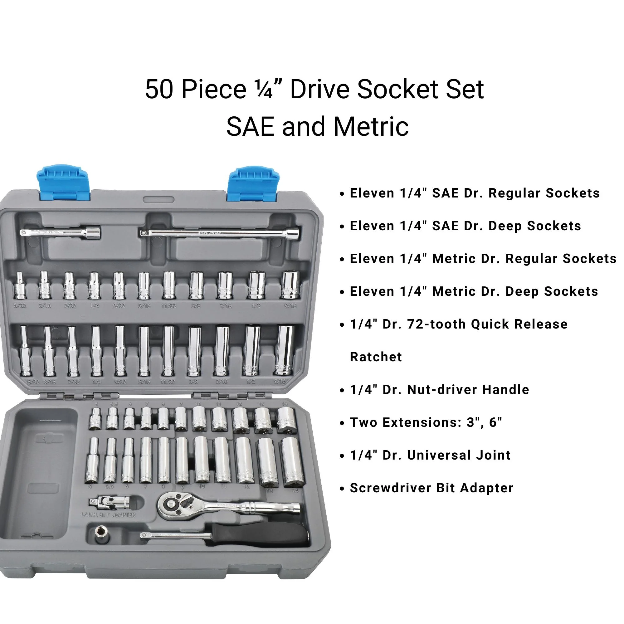 APOLLO TOOLS - DT0004-50 Piece ¼ā Drive Socket Set - Image 7