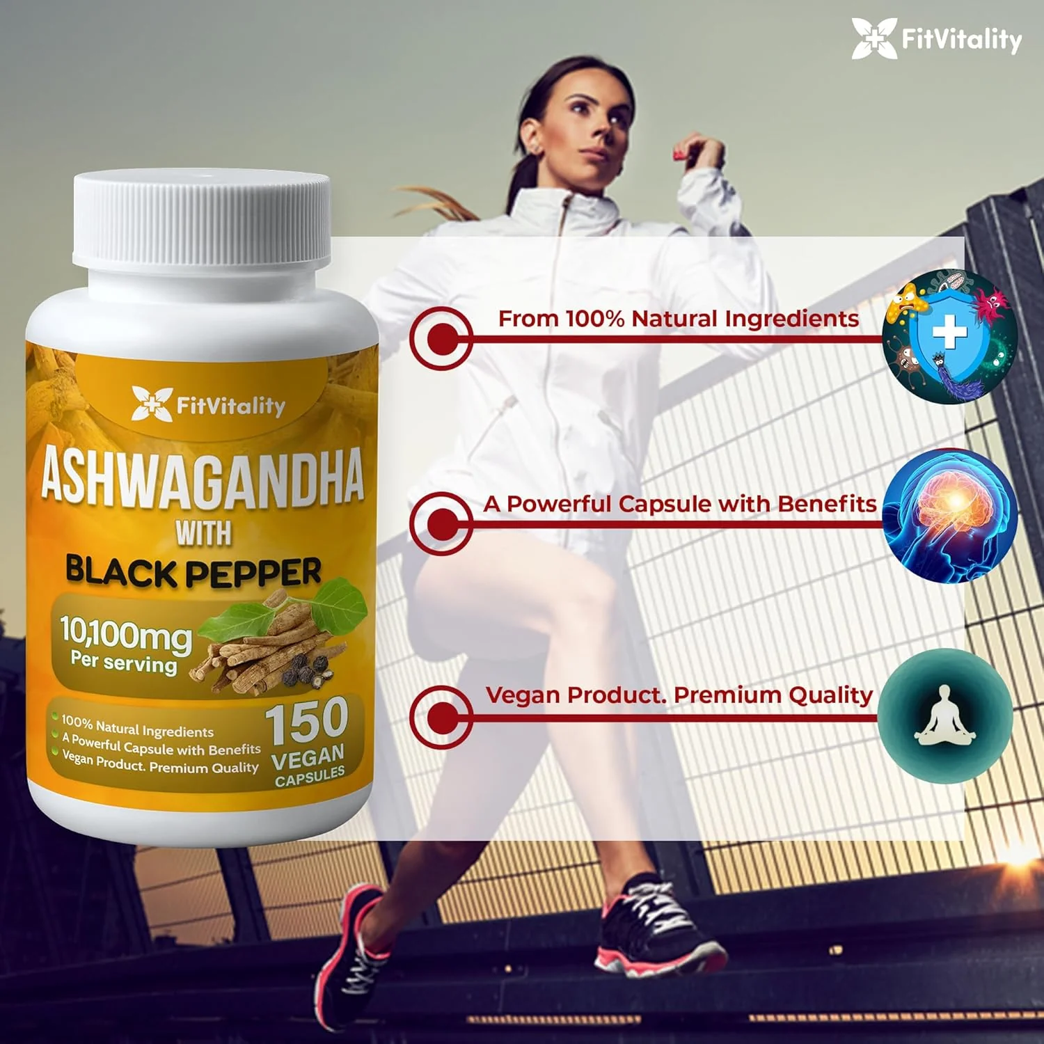 Ashwagandha with Black Pepper Capsules, Non-GMO, Gluten-Free - Image 8
