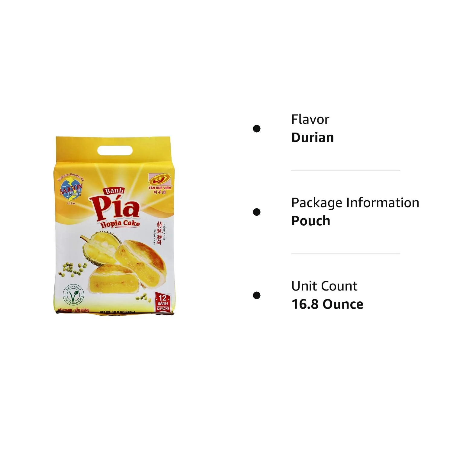 Banh Pia Hopia Cakes, 12 Count, Mungbean - Durian Flavor, 16.8 Ounce - Image 6