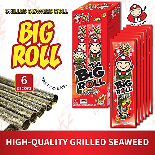 Big Roll Grilled Seaweed Snacks by Tao Kae Noi, Spicy Flavor Grilled Seaweed Rolls, Healthy Nori Sheet Rolls for Kids and Adults, 6 pack, 3g Bags - Image 8