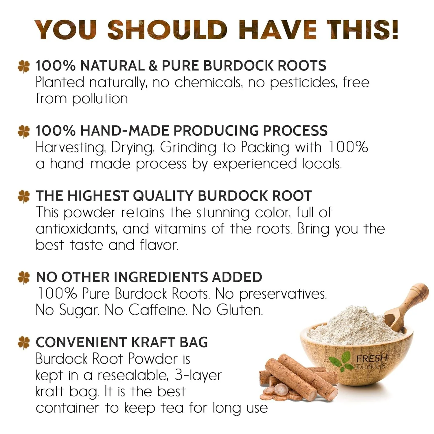 Burdock Root Powder, Burdock Root Extract, 100% Natural & Pure from Burdock Root, Burdock Root Herbal Tea, No Additives, No Caffeine, Vegan - Image 2