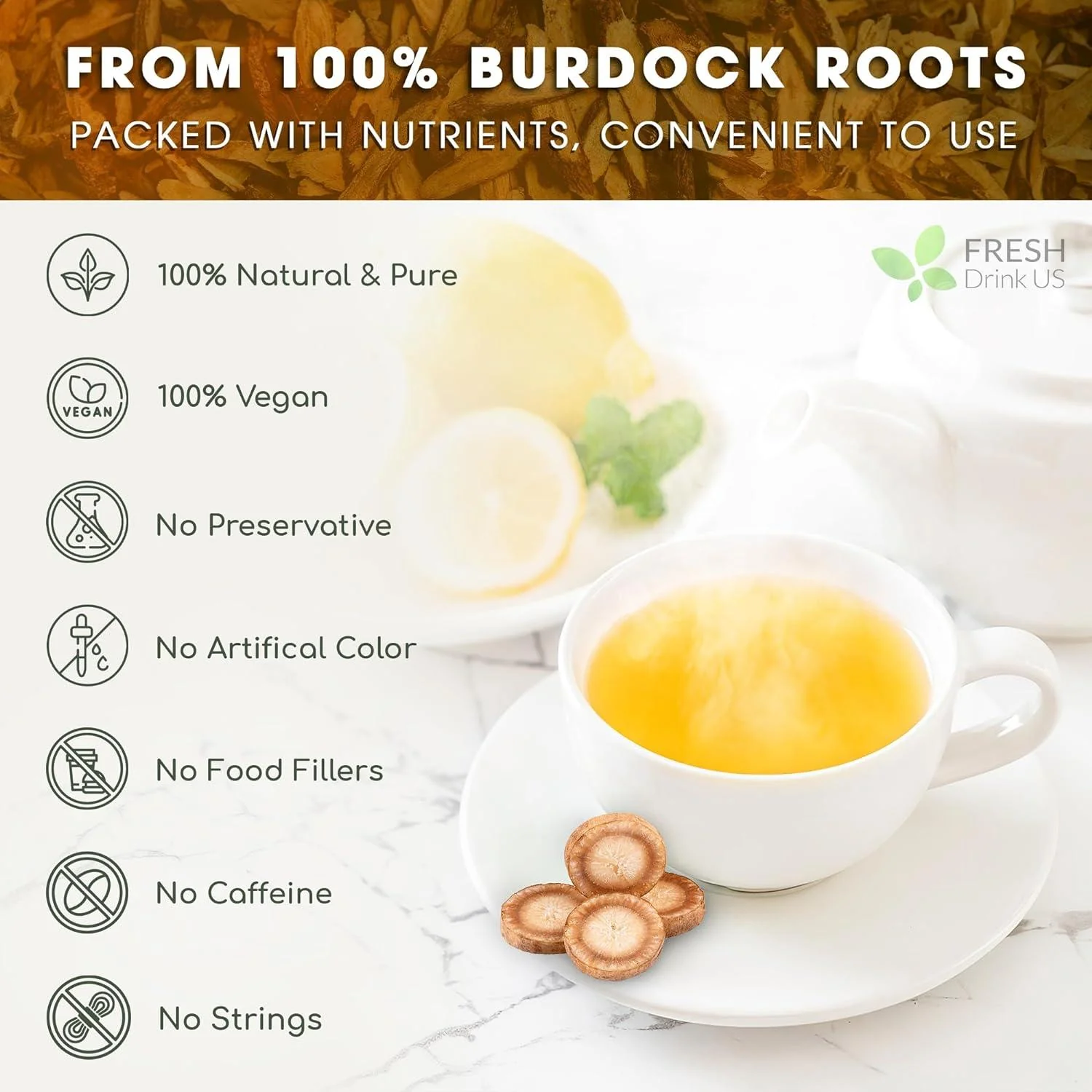 Burdock Root Powder, Burdock Root Extract, 100% Natural & Pure from Burdock Root, Burdock Root Herbal Tea, No Additives, No Caffeine, Vegan - Image 3