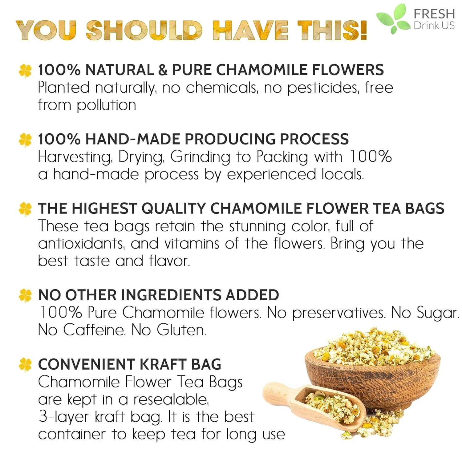 Chamomile Tea Bags, 100% Natural Chamomile, Freshly Picked, Naturally Dried Chamomile, Hand-made, Biodegradable Tea Bag - Image 3