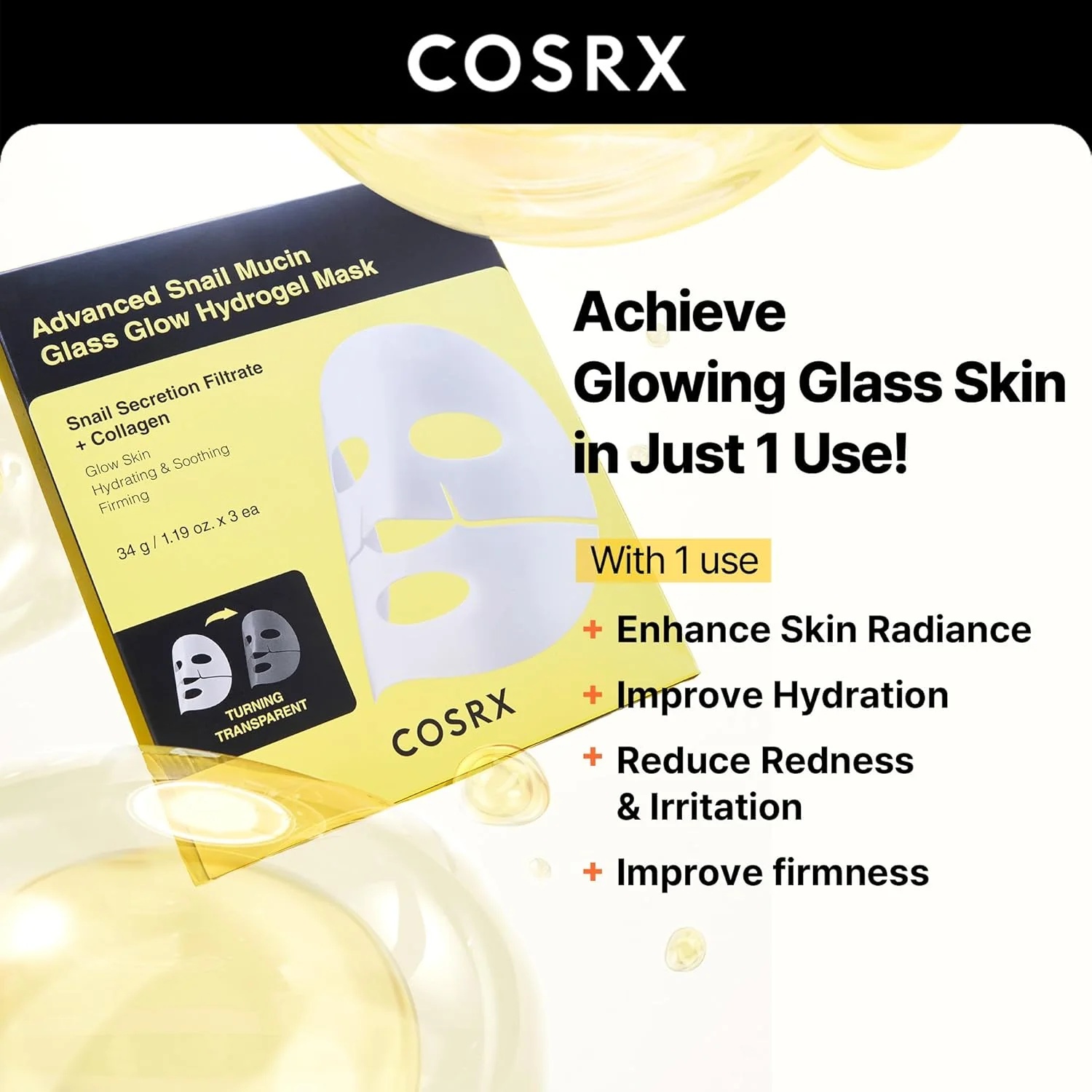 Cosrx Advanced Snail Mucin Glass Glow Hydrogel Mask - Image 4
