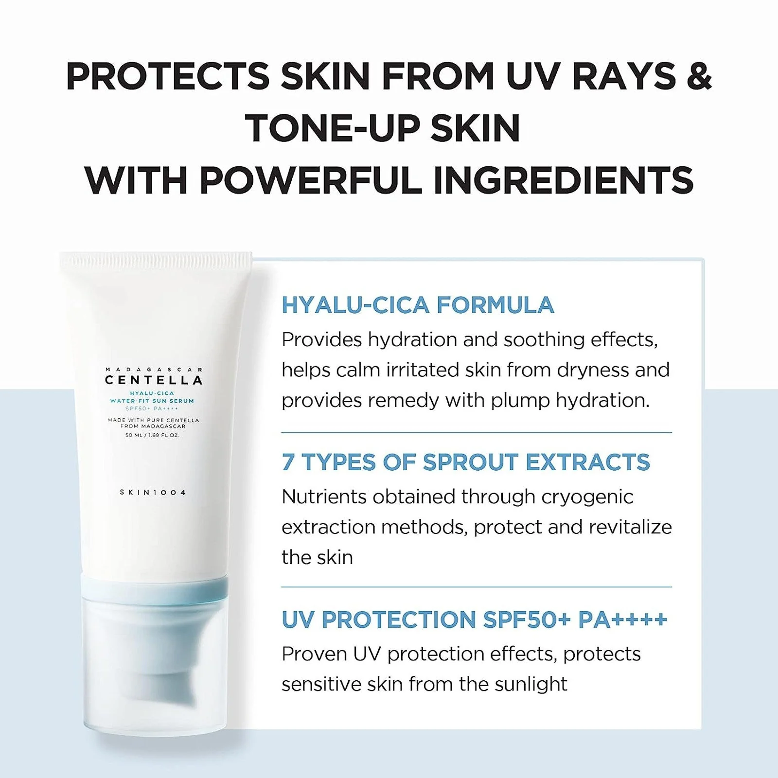 [Damage Box] SKIN1004 Madagascar Centella Hyalu-Cica Water-Fit Sun Serum SPF50+ PA++++ (2-Pack) - Image 5