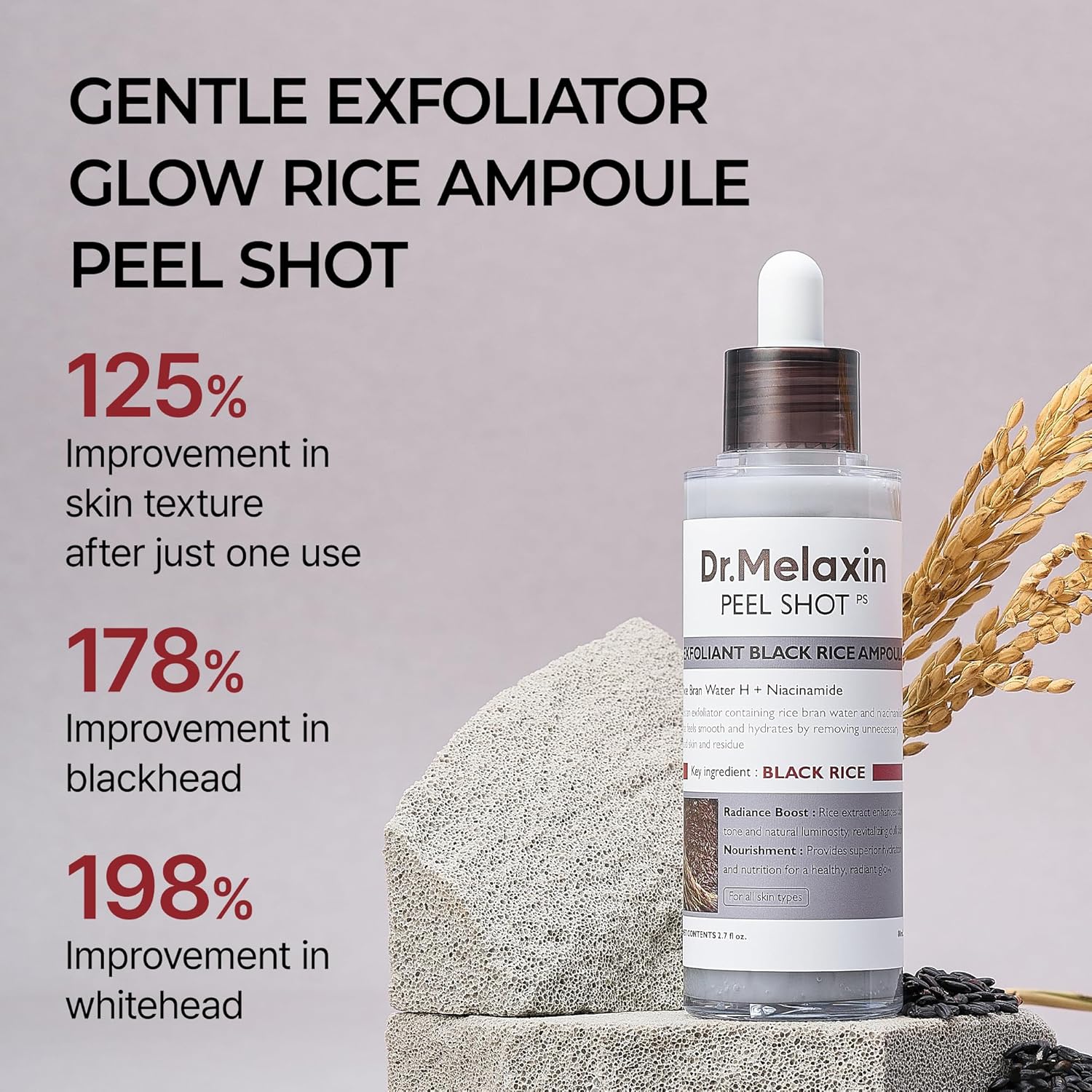 Dr. Melaxin Peel Shot Exfoliant Black Rice Ampoule - Image 2