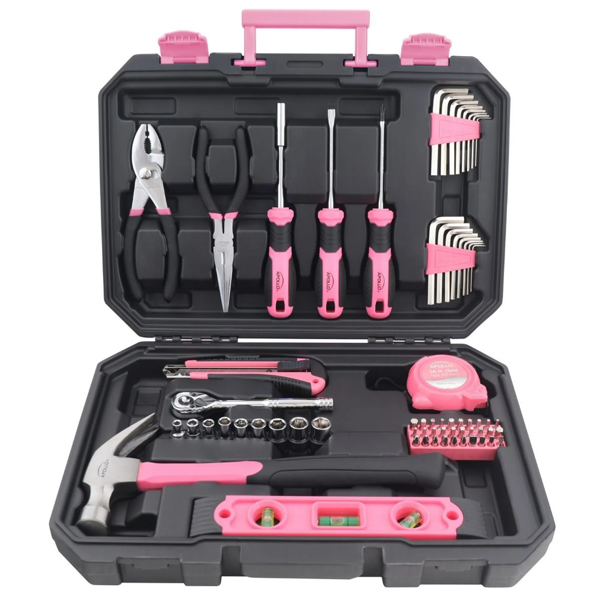Essential 65-Piece Pink Tool Set with Socket Set and Most-Used Tools for Do it Yourself Repairs and Maintenance - DT0001P - Image 8
