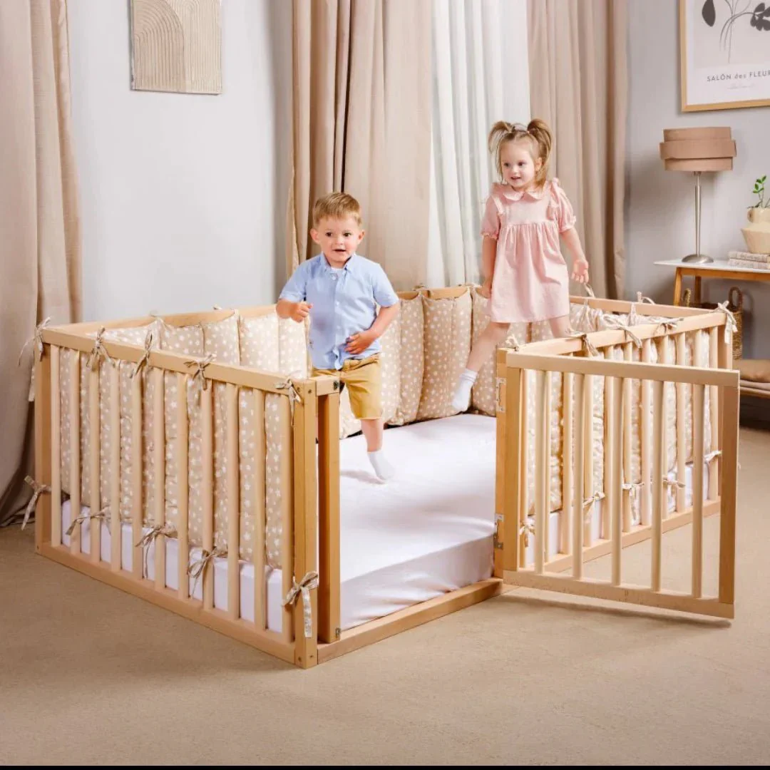 Full Montessori Floor Bed Frame for Toddlers with Fence - Image 12