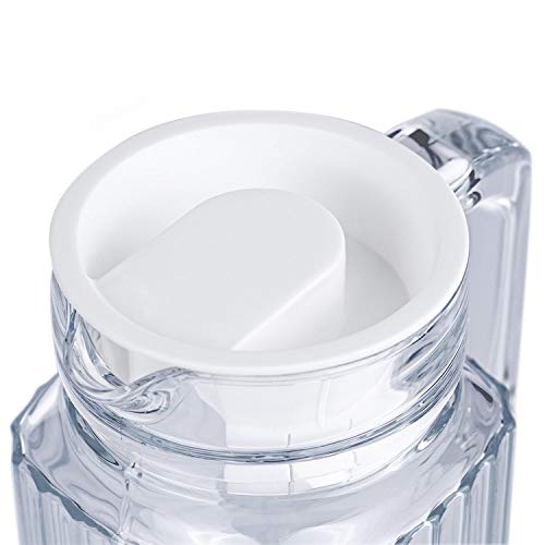 Glass Ware Ribbed Pitcher With Lid And Handle, Up To 60oz 1.8 L. (Lid is White) - Image 2