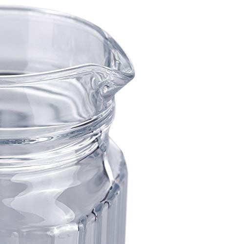 Glass Ware Ribbed Pitcher With Lid And Handle, Up To 60oz 1.8 L. (Lid is White) - Image 3