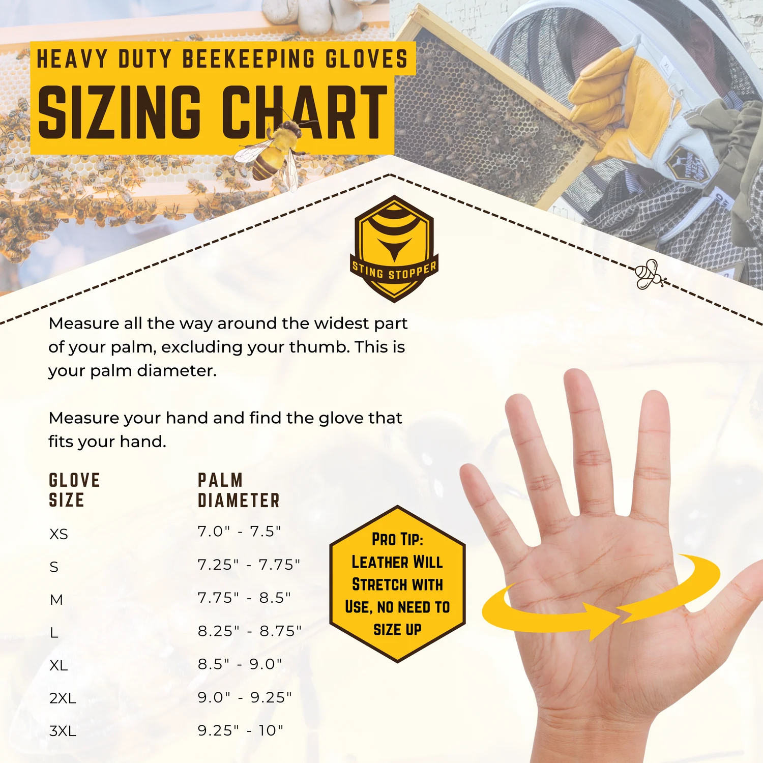 Heavy Duty Goat Skin Beekeeping Gloves - Image 2
