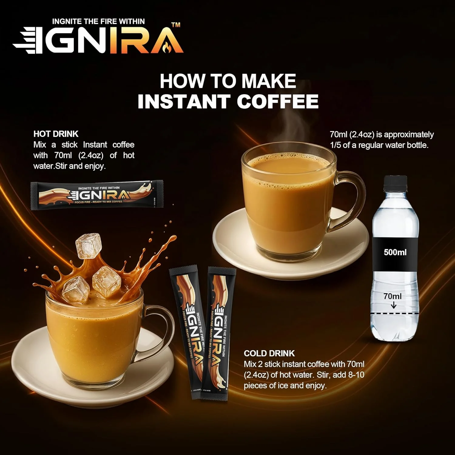 IGNIRA Strawberry Cappuccino – Premium Robusta Instant Coffee Packets, Hot or Iced Milk Coffees, Aromatic Strawberry Flavor, Smooth & Creamy, No Soybeans, No Cholesterol, Ready-to-Mix, Café Taste – HexFire Energy, 20 Single-Serve Sticks (12.69 oz) - Image 3