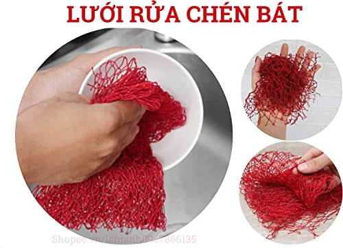 Kitchen Sponge, Multi Purpose Dishwasher, Heavy Duty Dishwashing Lưới Rửa Chén (1 Pieces, Red) - Image 4