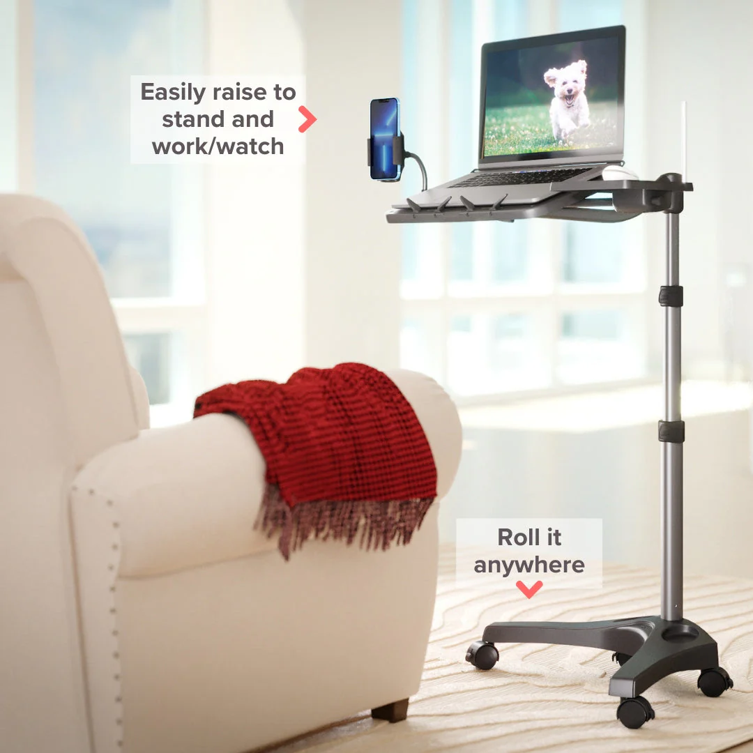 LEVO G2 V16 Rolling Laptop Workstation Stand Cart - WITH MOUSE TRAY and PHONE MOUNT - Image 2
