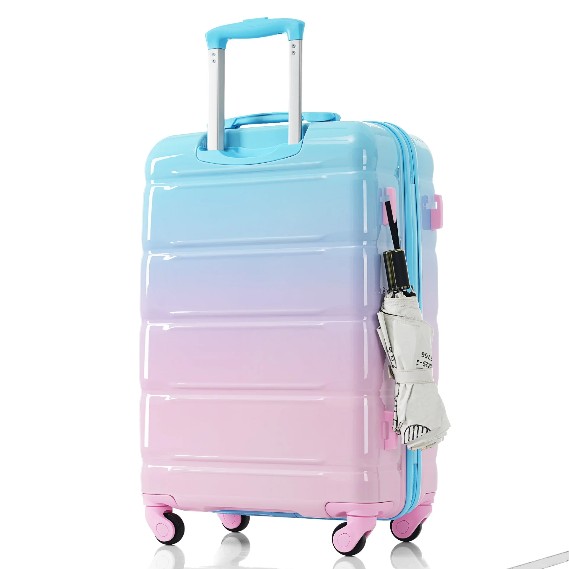 Luggage Set of 3, 20-inch with USB Port, Airline Certified Carry-on Luggage , ABS+PC Hard Shell Luggage with Spinner Wheels, light blue and pink - Image 6