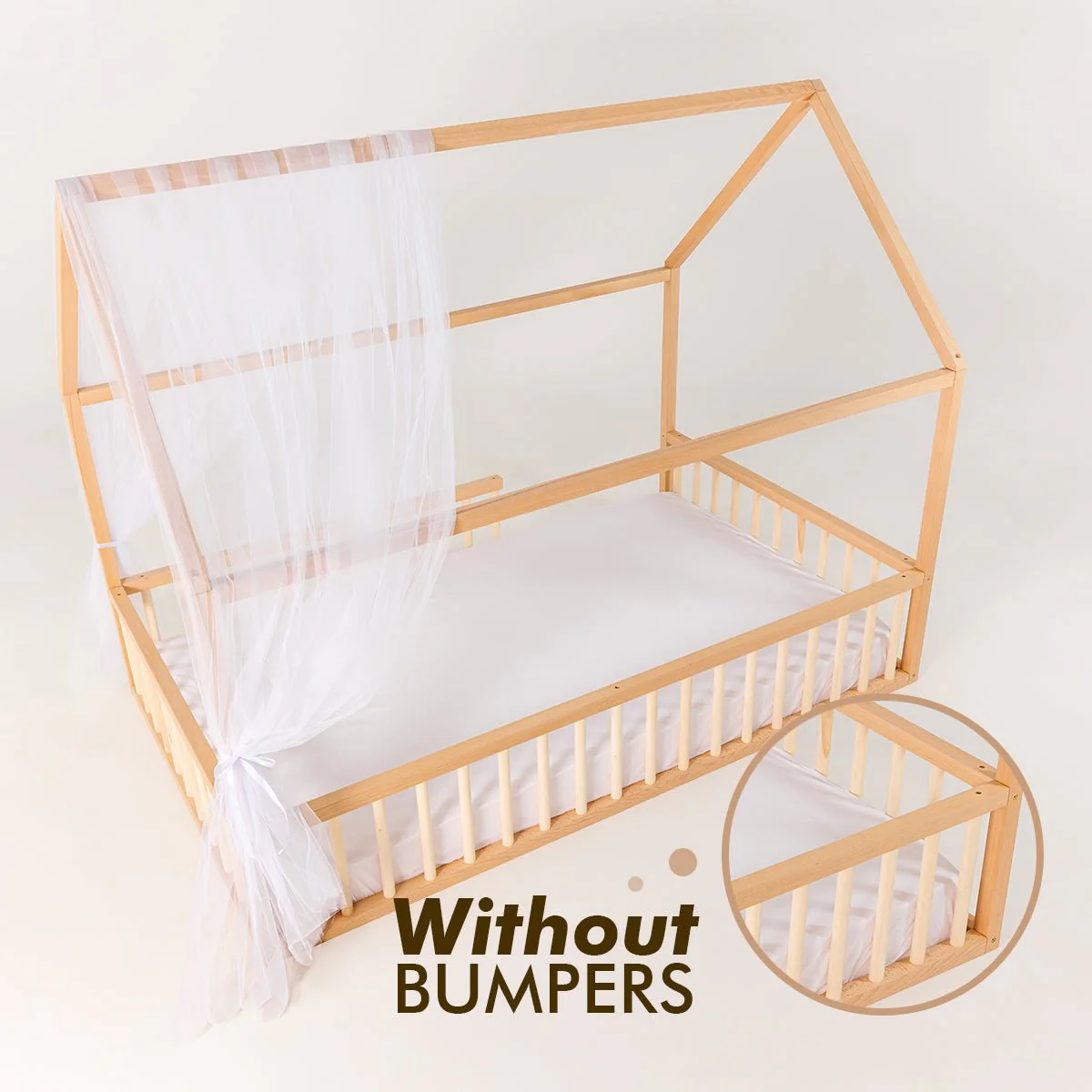 Montessori House Bed for Kids with Fence - Image 12