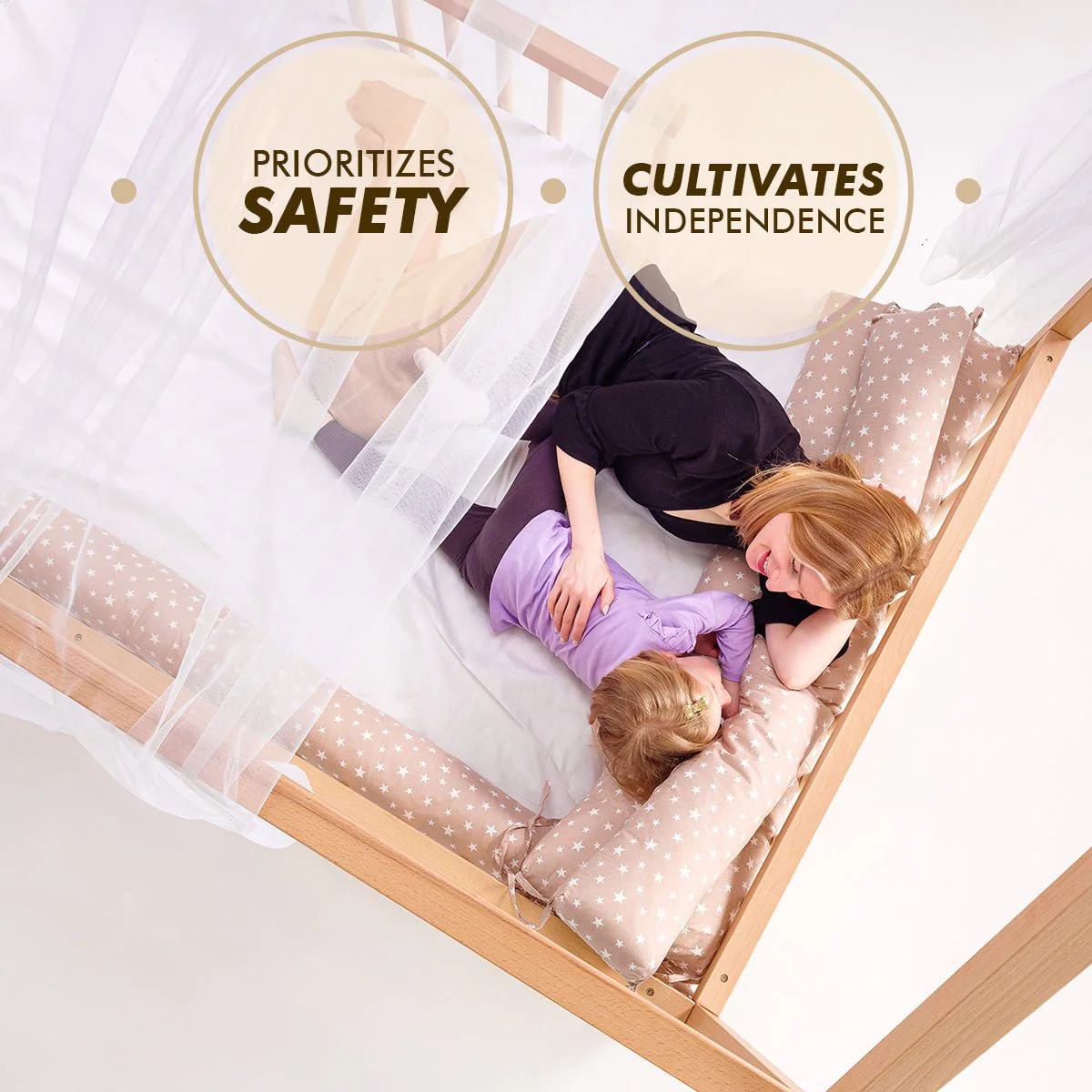 Montessori House Bed for Kids with Fence - Image 9