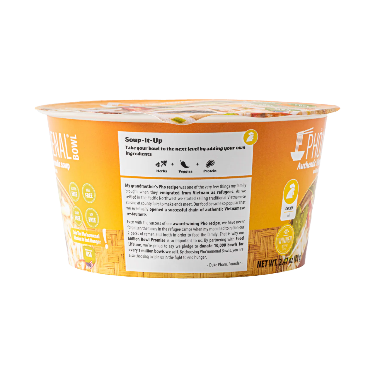 Pho’nomenal Bowl Instant Chicken Pho (Case of 6 Bowls) - Image 2