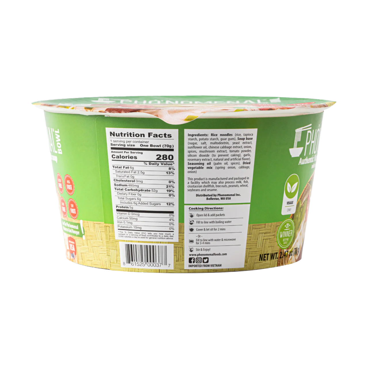 Pho’nomenal Bowl Instant Veggie Pho (Case of 6 Bowls) - Image 3
