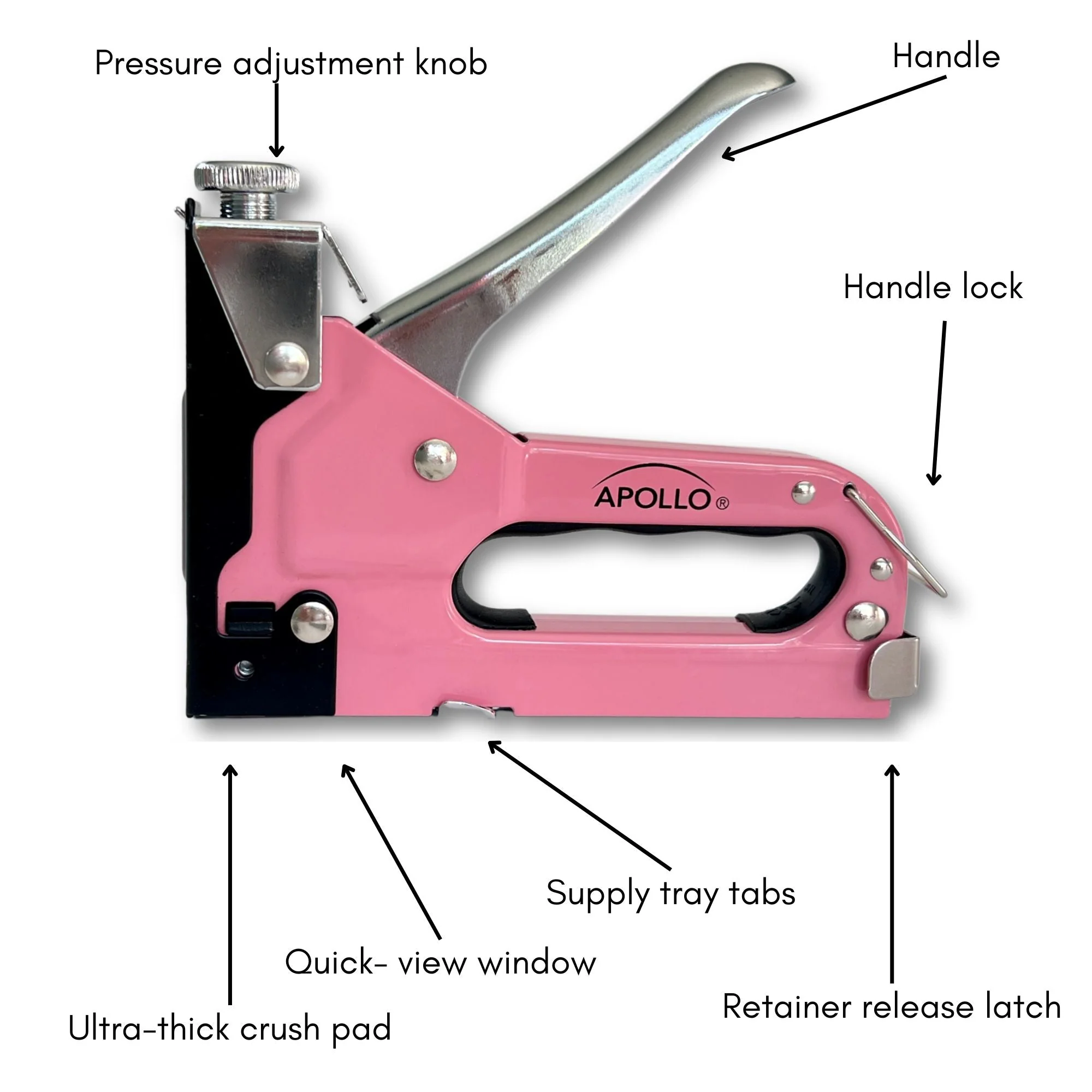 Pink Stapler with Power Adjustment Knob and 3000 Staples assortment-- DT5020P - Image 10