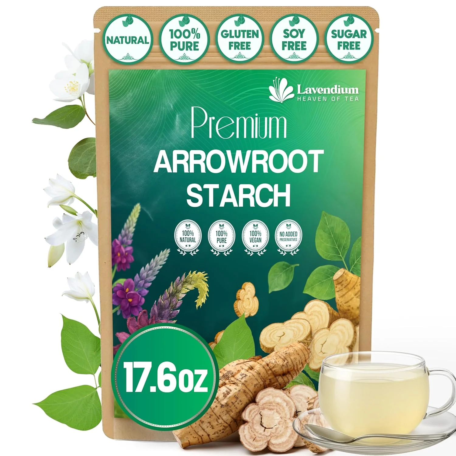 Premium Arrowroot Starch Powder ā 17.6oz Resealable Bag, Gluten-Free, Non-GMO, Premium Plant-Based Thickener for Cooking, Baking & Frying.