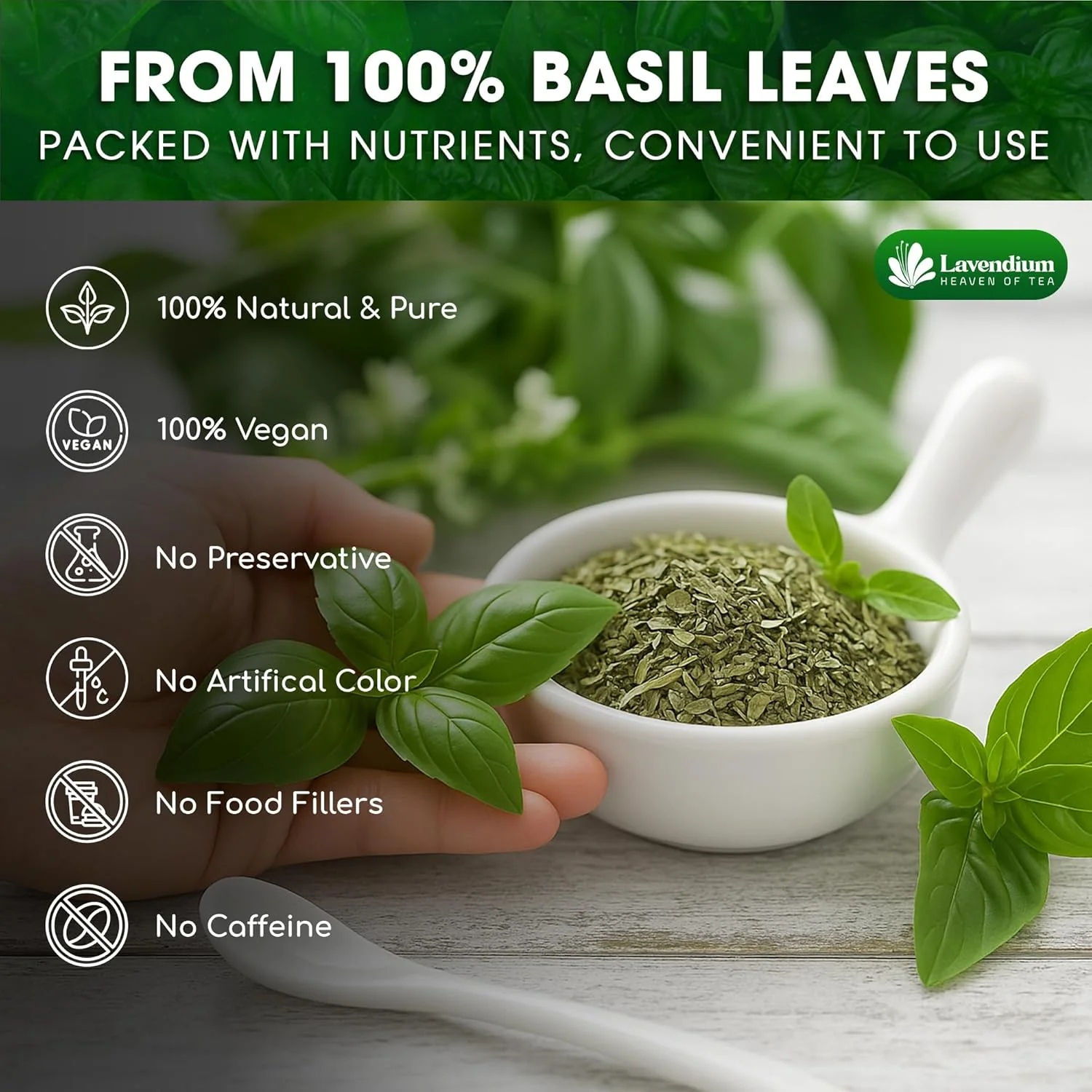 Premium Dried Basil – 100% Pure, Non-GMO, Gluten-Free, Vegan – Aromatic Culinary Herb for Cooking, Garnish, and Seasoning - Image 3