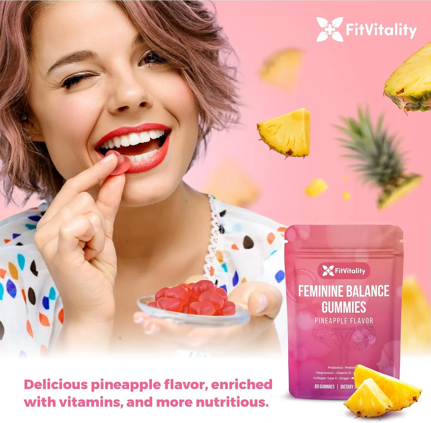 Premium Feminine Balance Gummies – Vaginal Probiotics & Support Digestive Health – Probiotics, Collagen Type II, Chasteberry, Vitamin D & Magnesium - Image 5