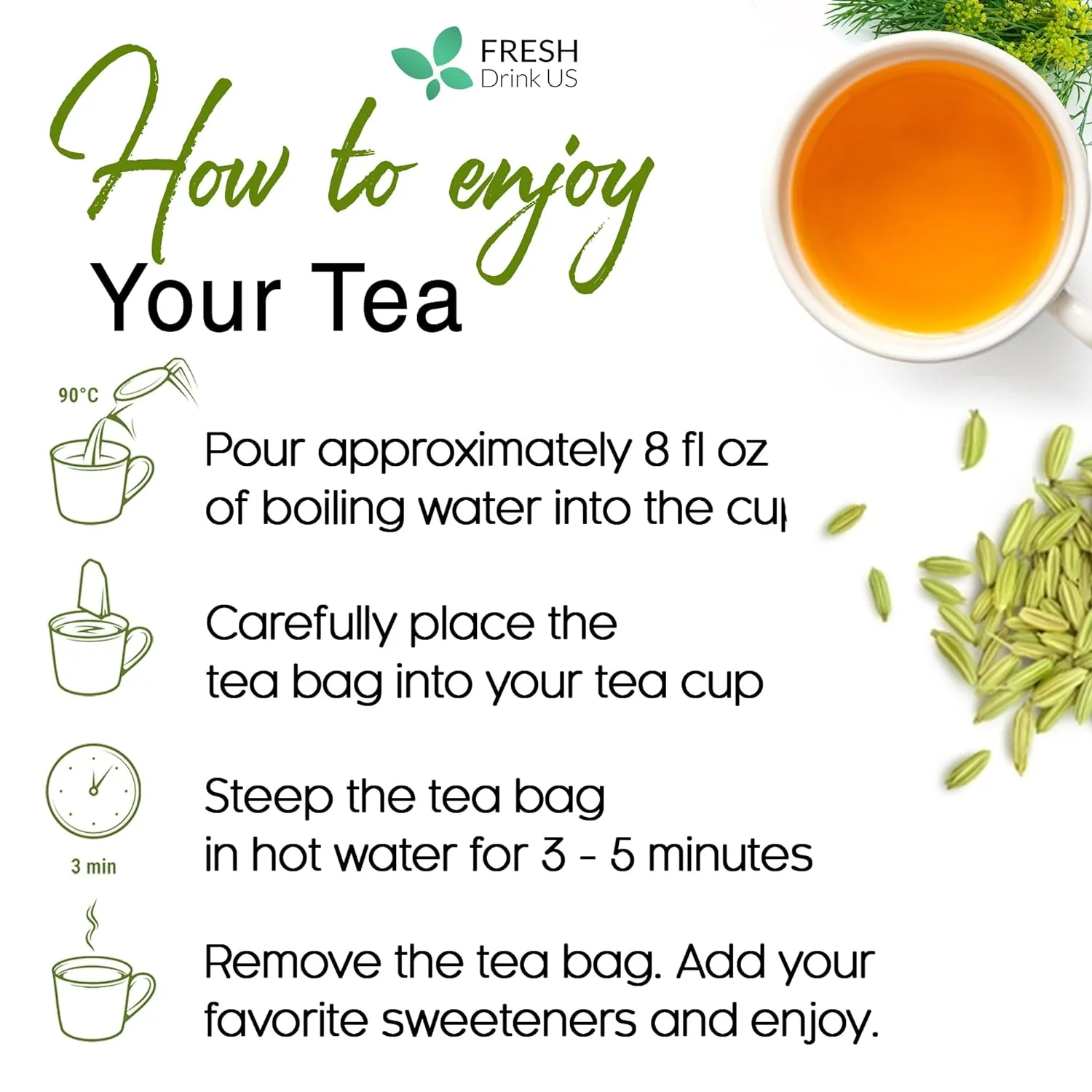 Premium Fennel Tea Bags, 100% Natural & Pure from Fennel Seeds. Fennel Seed Herbal Tea. Fennel Seed Tea. Made with Natural Material Tea Bags. No Sugar, No Caffeine, No Gluten, Vegan. - Image 9