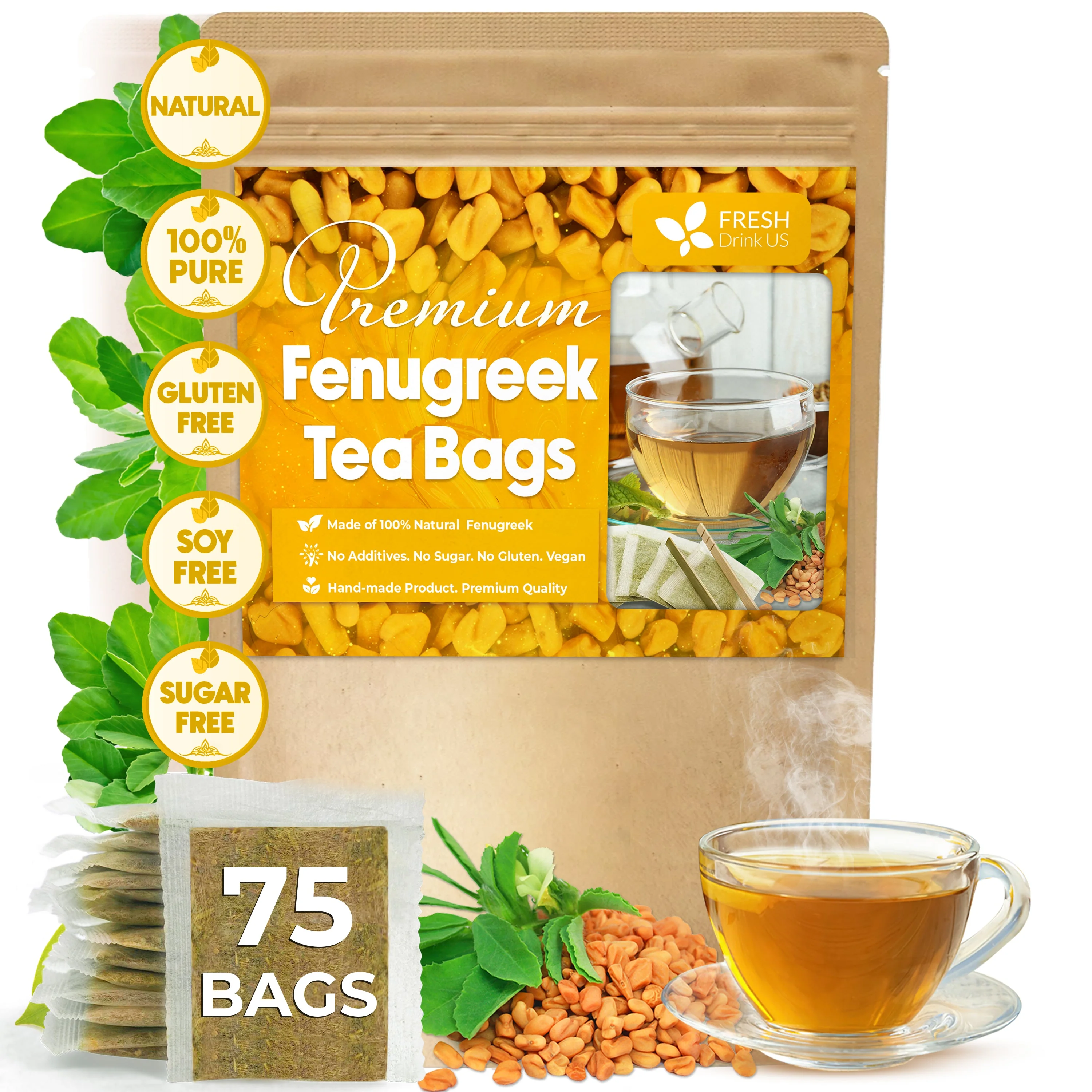 Premium Fenugreek Tea Bags. No Sugar, No Caffeine, No Gluten, Vegan. (30 Tea Bags) - Image 14