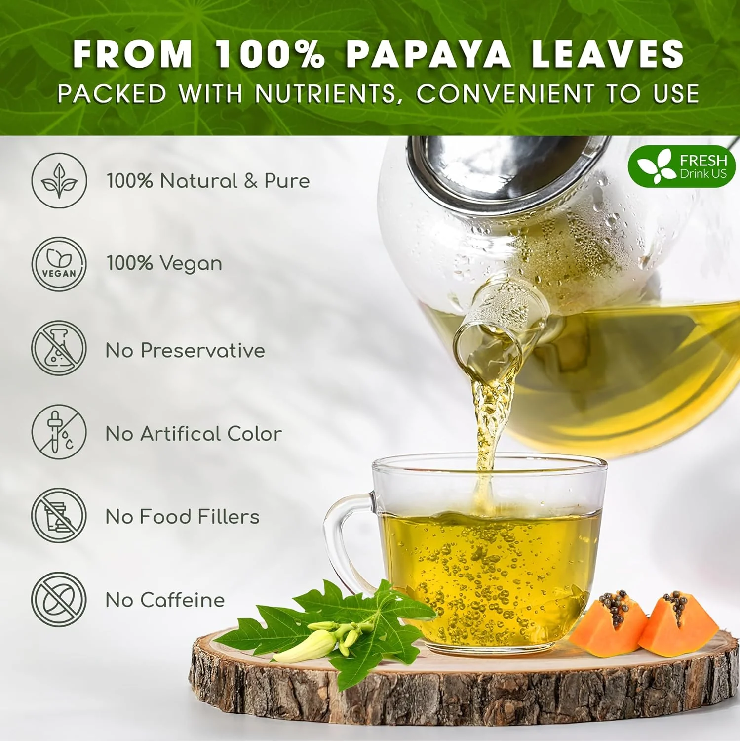 Premium Papaya Dried Leaves, Papaya Loose Leaf Herbal Tea, No Additives, No Caffeine, Vegan - Image 4