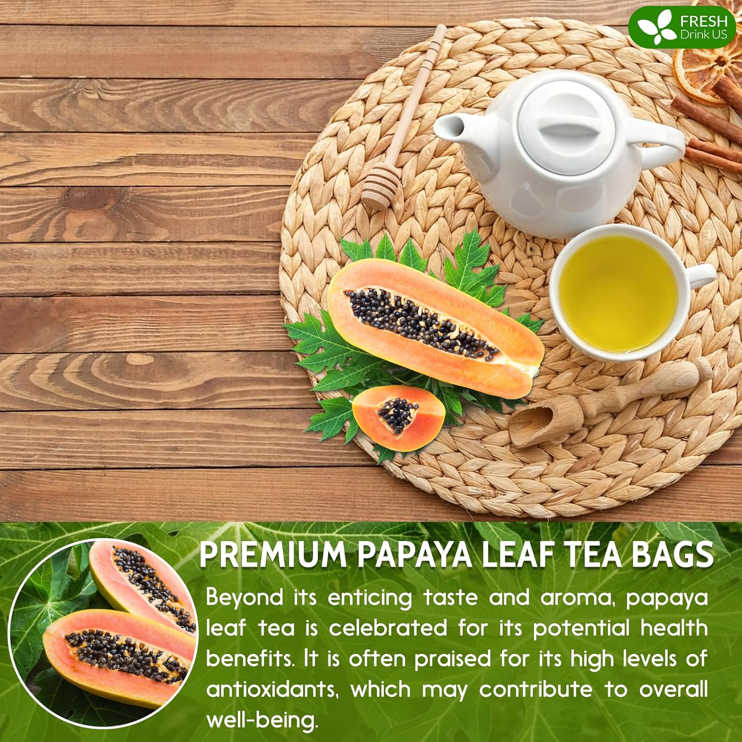 Premium Papaya Leaf Tea Bags, Made with Natural Material Tea Bags. No Sugar, No Caffeine, No Gluten, Vegan. - Image 6