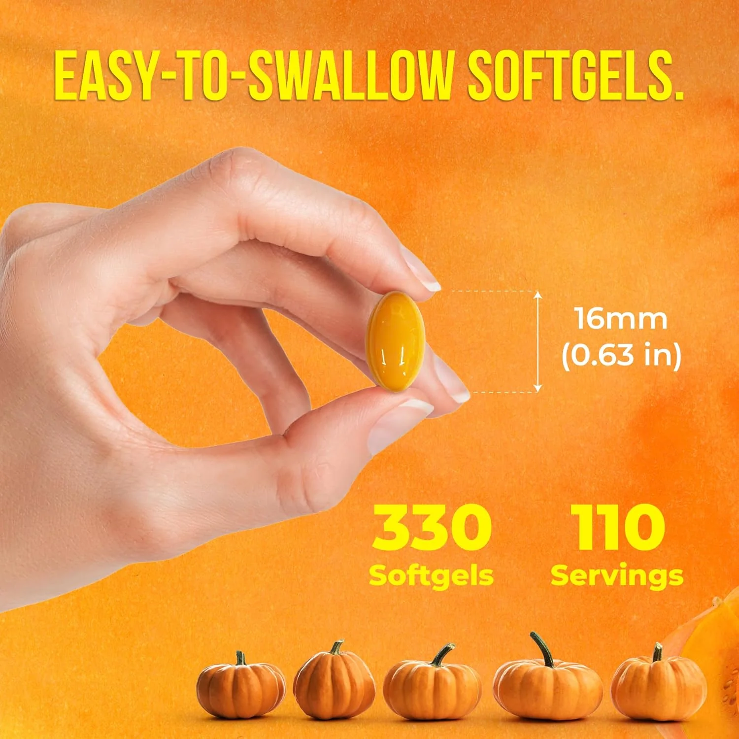 Premium Pumpkin Seed Oil Softgels with Saw Palmetto, 3000mg Per Serving, Cold Pressed, Pure Virgin Oil, Great Hair Support, Non-GMO, Gluten-Free, Vegan - Image 6