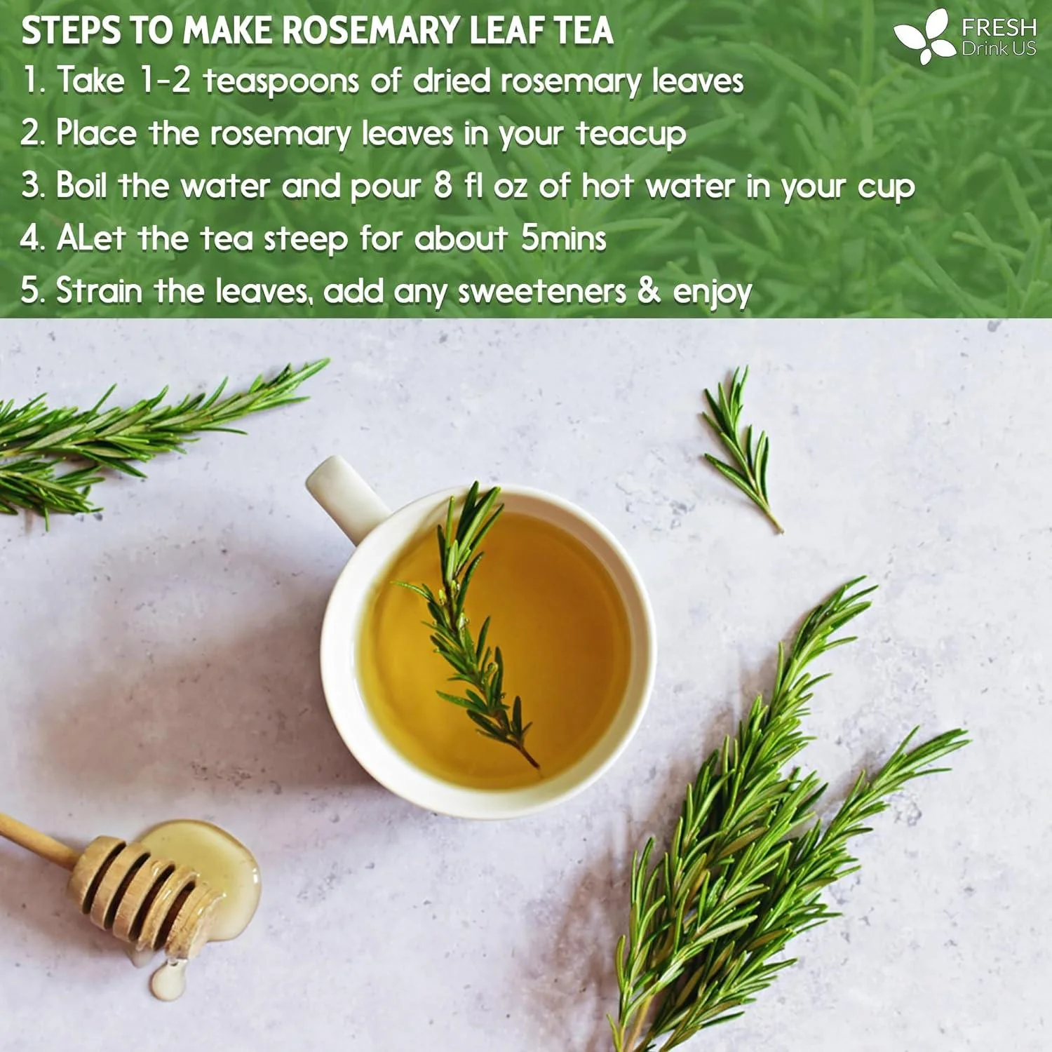 Premium Rosemary Leaves, Tea Bags, Powder, 100% Natural & Pure from Dried Rosemary Leaves, No Additives, No Caffeine, Vegan. Dried Rosemary Herb, Perfect for Seasoning, Spice Blends for Grilling & Cooking - Image 5