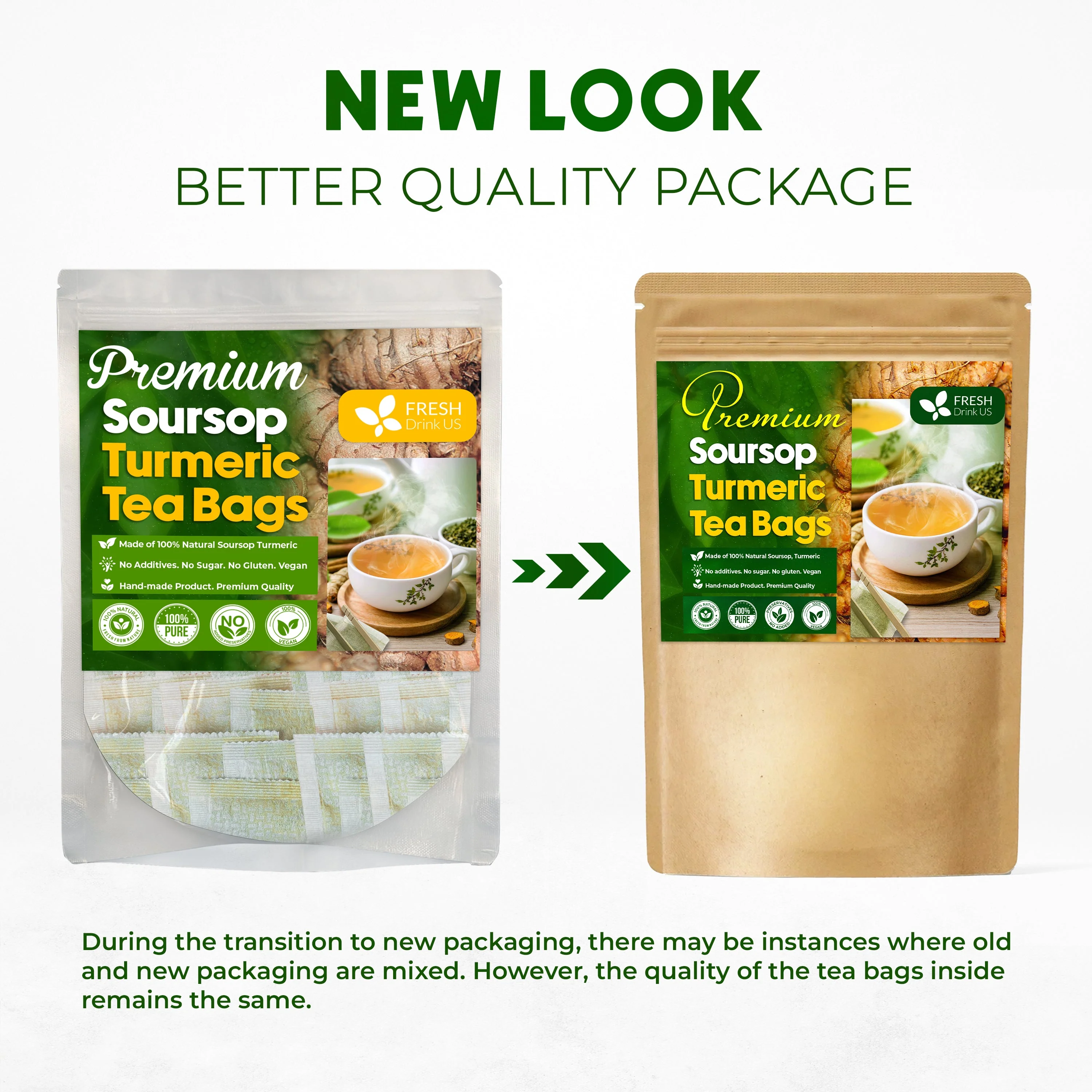 Premium Soursop Turmeric Tea Bags | Blend of Soursop Leaves, and Turmeric Root - Image 2