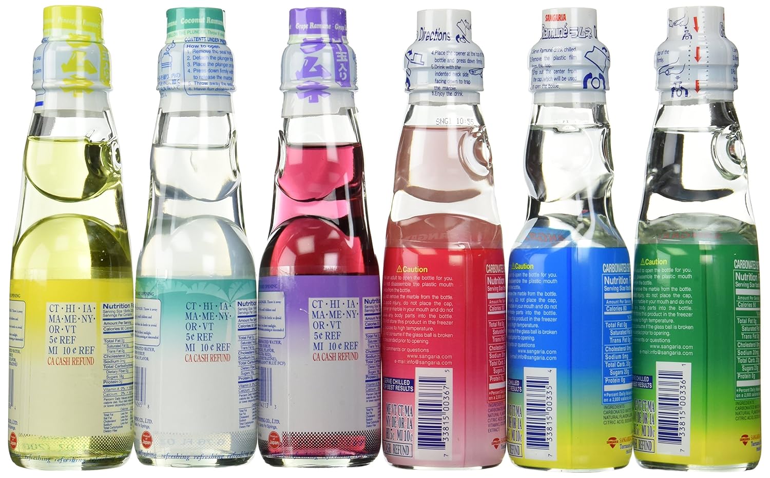 Ramune Japanese Soft Drink Mix Variety 6 Flavors 6 Bottles - Image 2