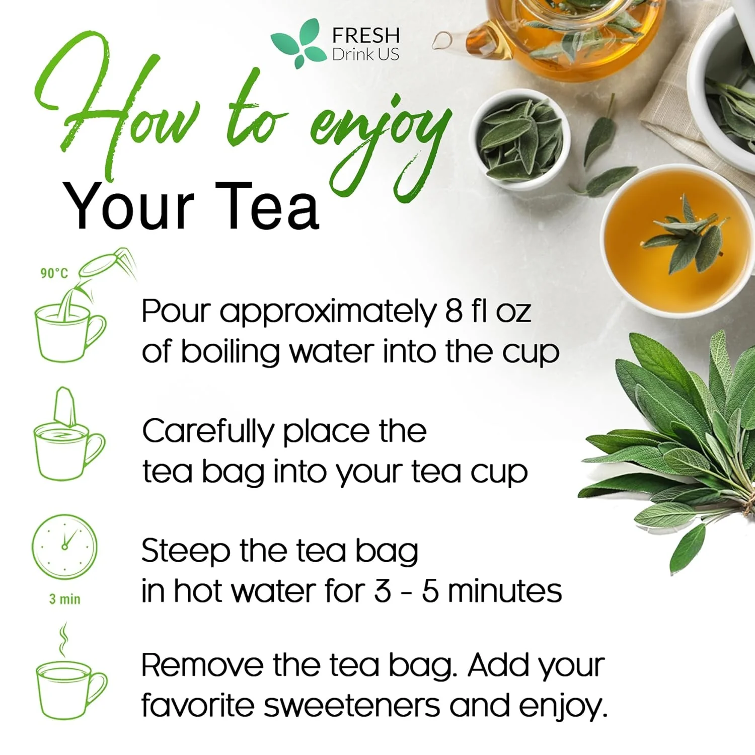 Sage Leaf Tea Bags, 100% Natural & Pure from Sage Leaves. Loose Leaf Sage Herbal Tea. Sage Leaf Tea. Made with Natural Material Tea Bags. No Sugar, No Caffeine, No Gluten, Vegan. - Image 9
